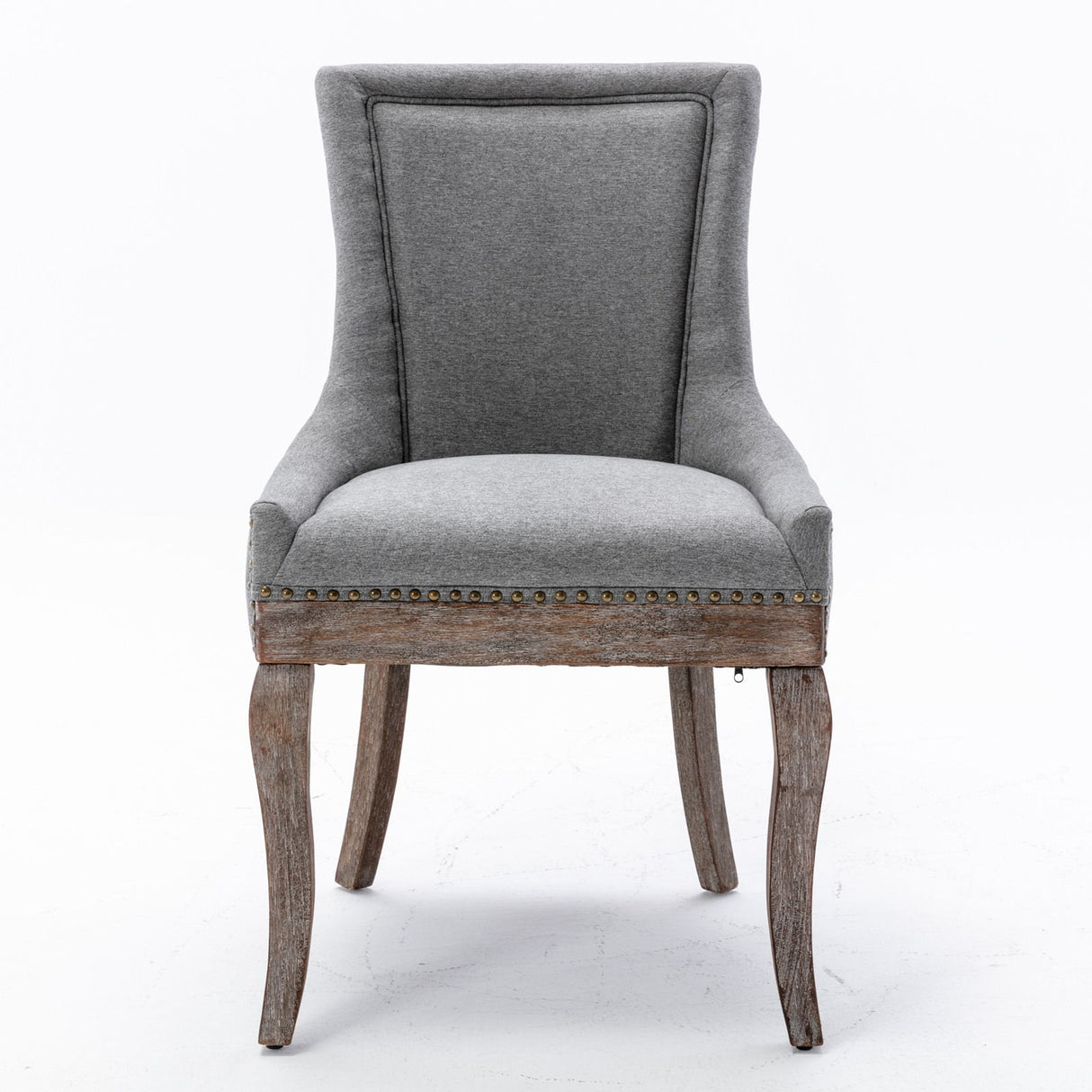 Ultra Side Dining Chair,Thickened Fabric Chairs With Neutrally Toned Solid Wood Legs, Bronze Nail Head (Set of 2) - Chair Sets - Alpine Outlets
