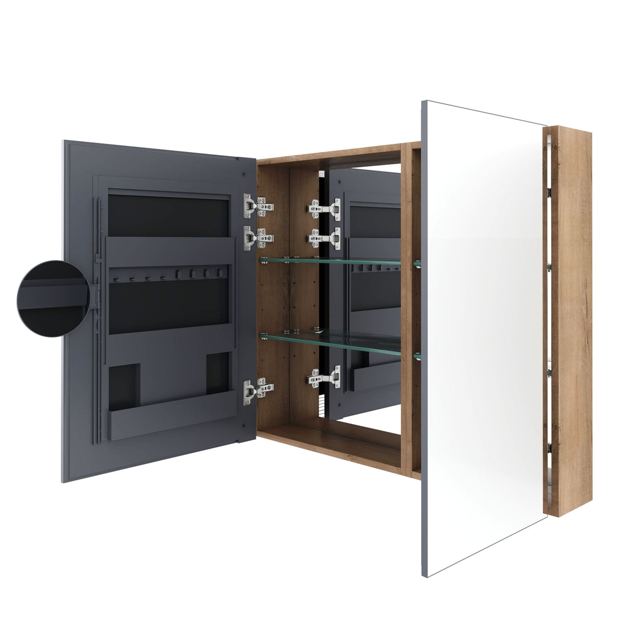 Wall Mounted Bathroom Cabinet With Adjustable Shelves Storage Cabinet - Imitative Oak