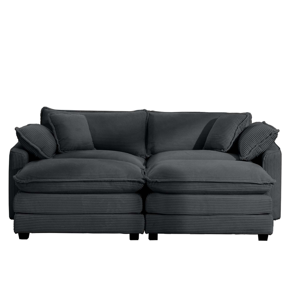 Modular Oversized Cushion Sofa With Ottoman, Low Back, Deep Seating Sofa Set
