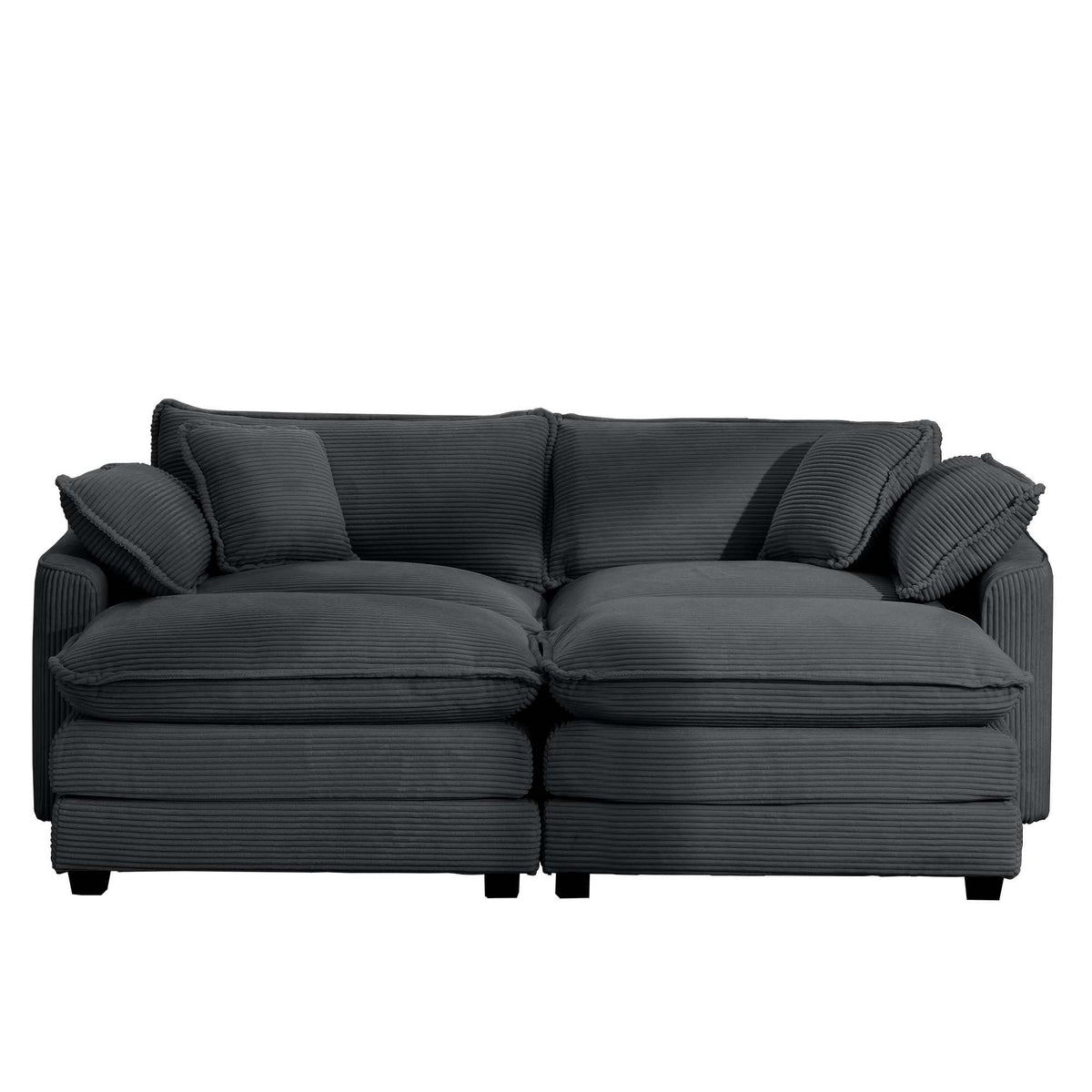 Modular Oversized Cushion Sofa With Ottoman, Low Back, Deep Seating Sofa Set