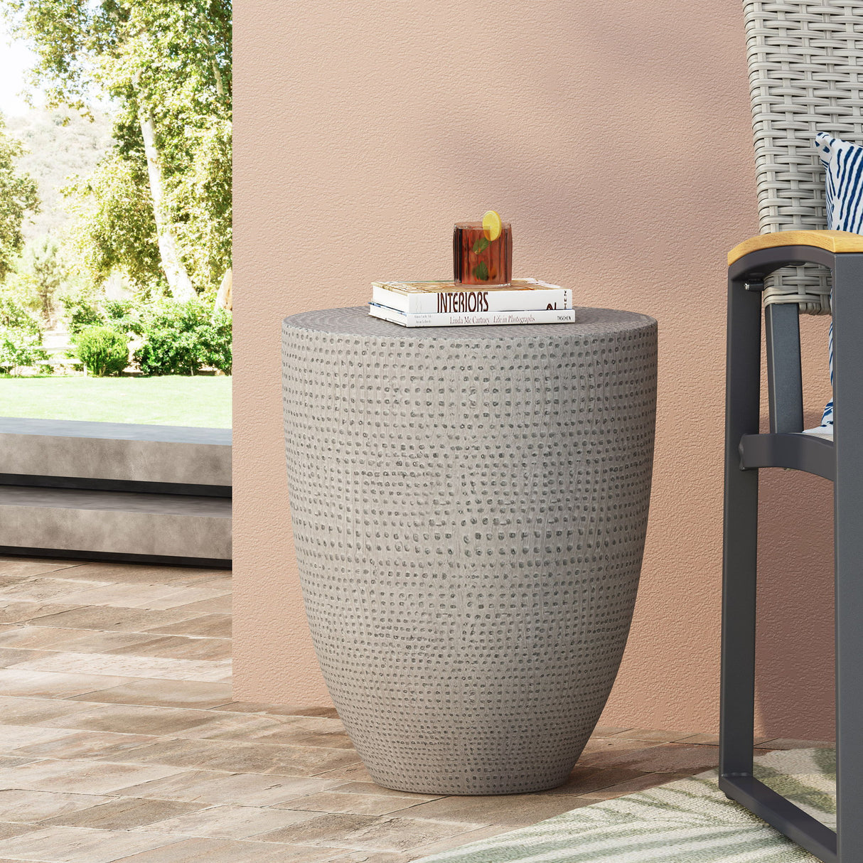 Outdoor Lightweight Concrete, Side Table - Natural