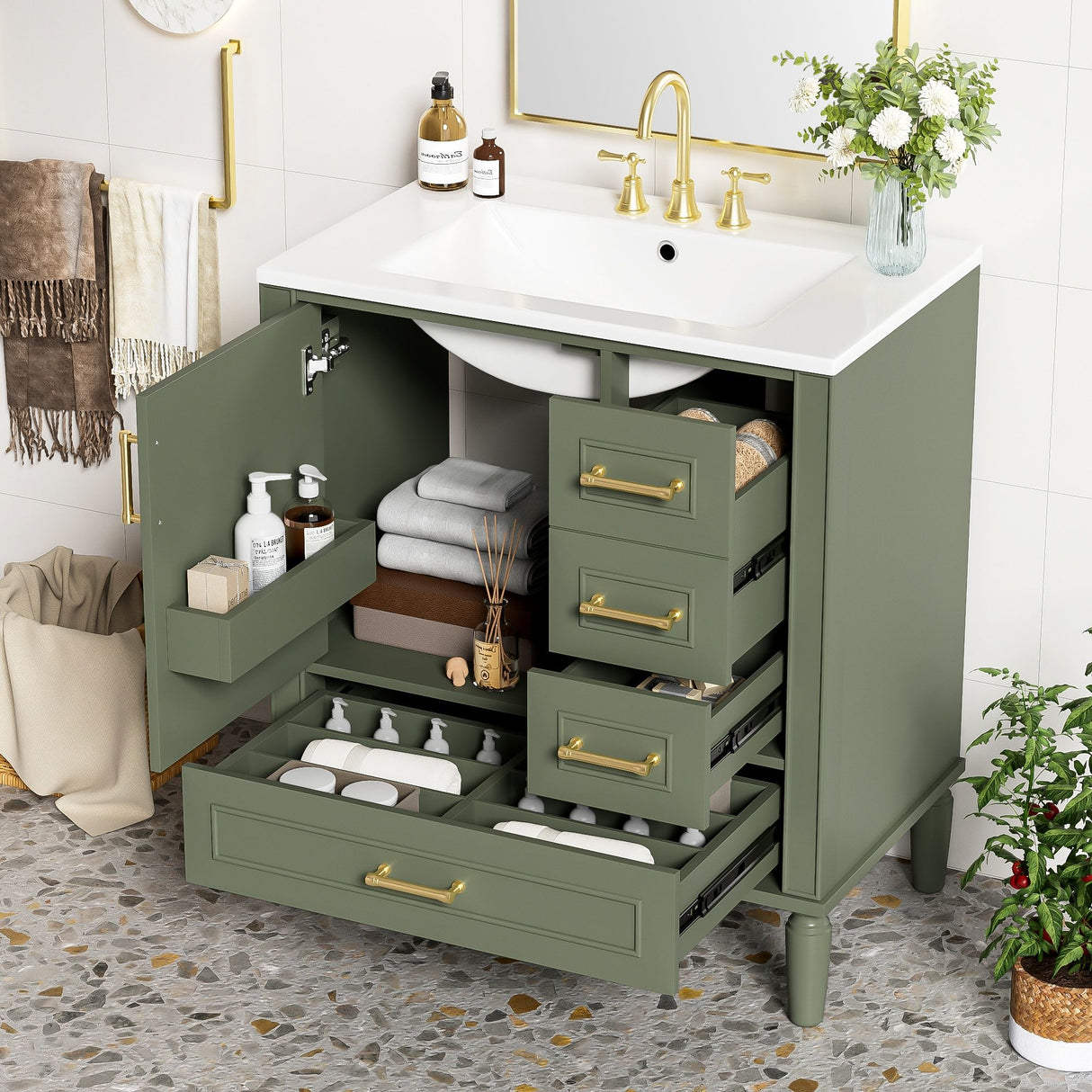 Traditional Bathroom Vanity Set With Soft Close Doors
