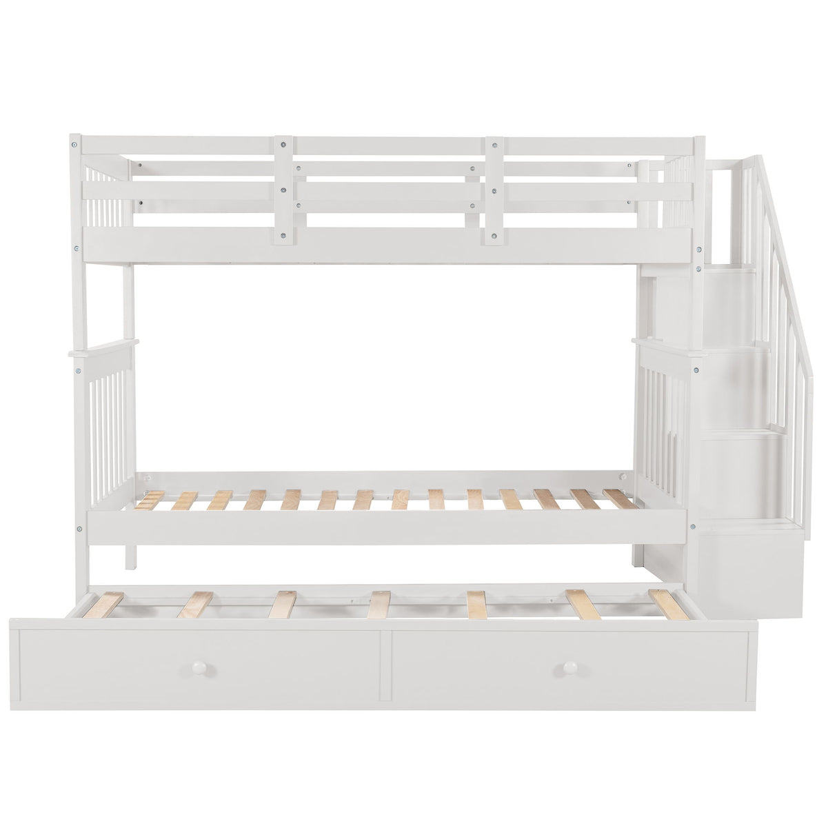 Stairway Bunk Bed & Storage And Guard Rail For Bedroom