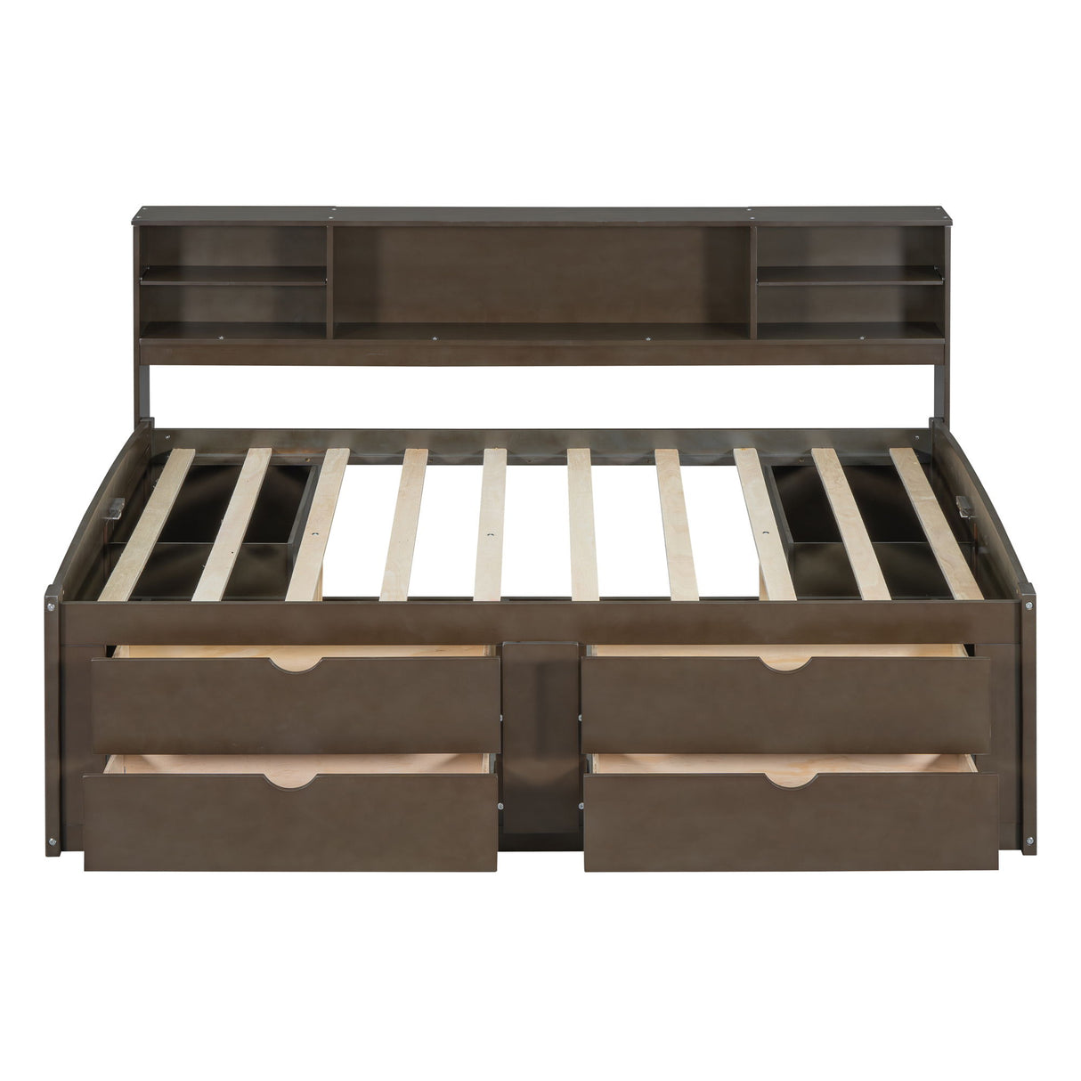Daybed With 2 Bedside Cabinets, Upper Shelves And 4 Drawers