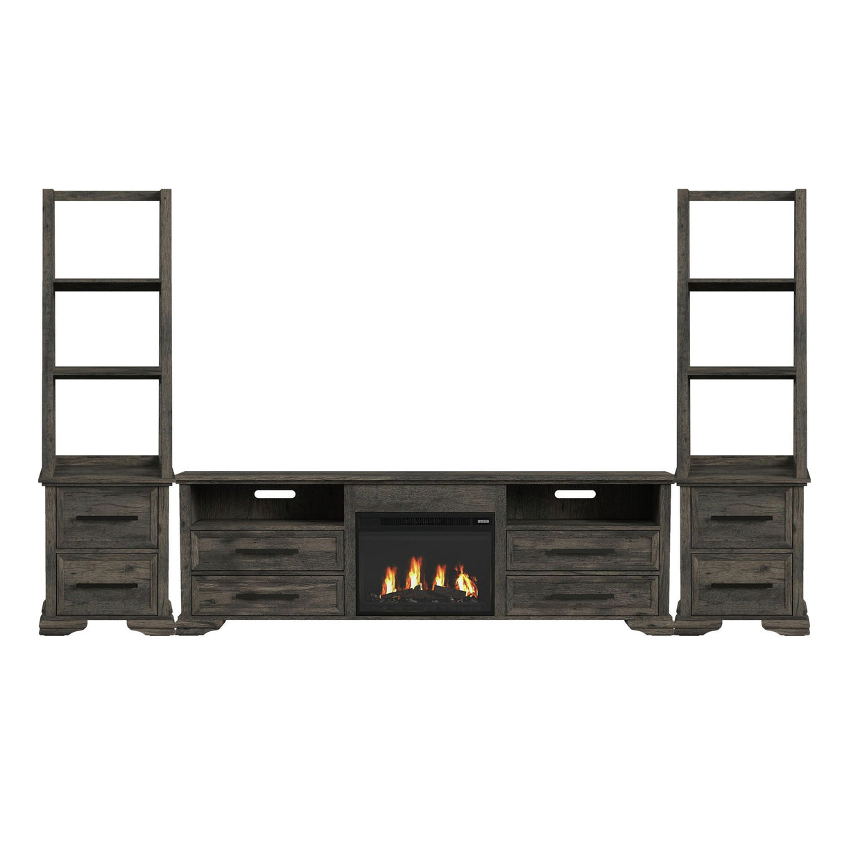 Park Ridge - 4 Piece Entertainment Unit With 82'' TV Console - Charcoal