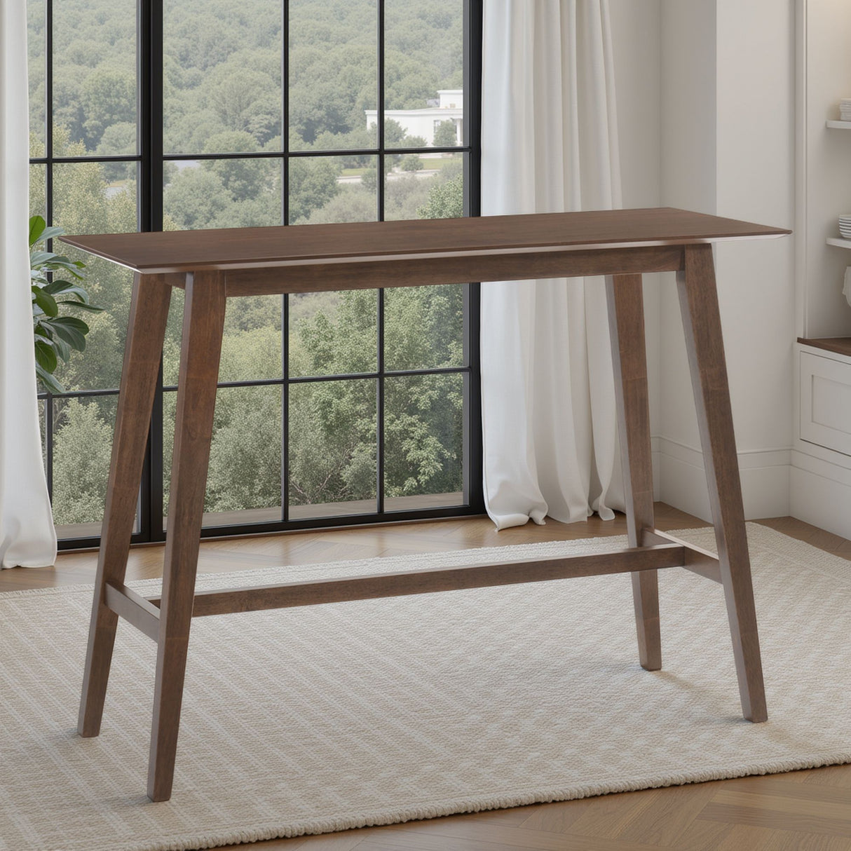 Laverna - 47.25" Wood Top Pub Table - Walnut