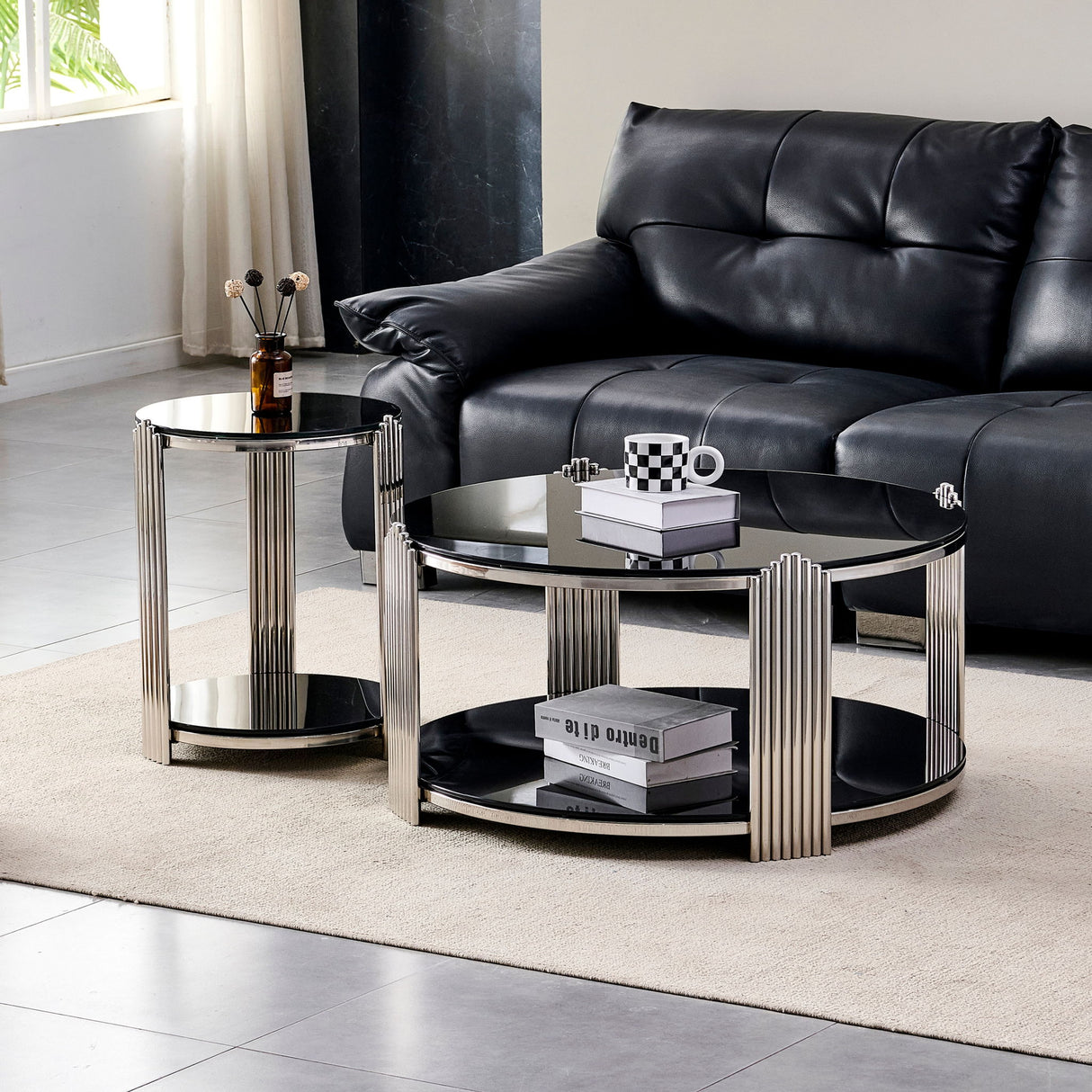 Round Table With Double Layer Storage