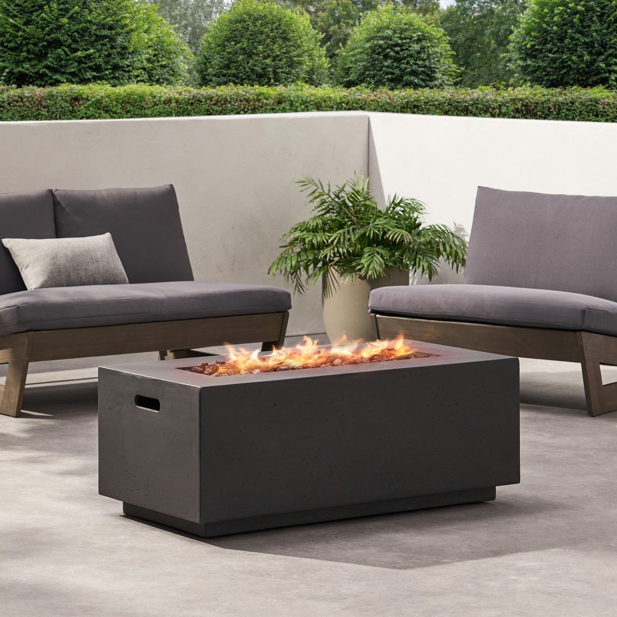 Contemporary Outdoor 40, 000 Btu Propane Fire Pit - Dark Gray
