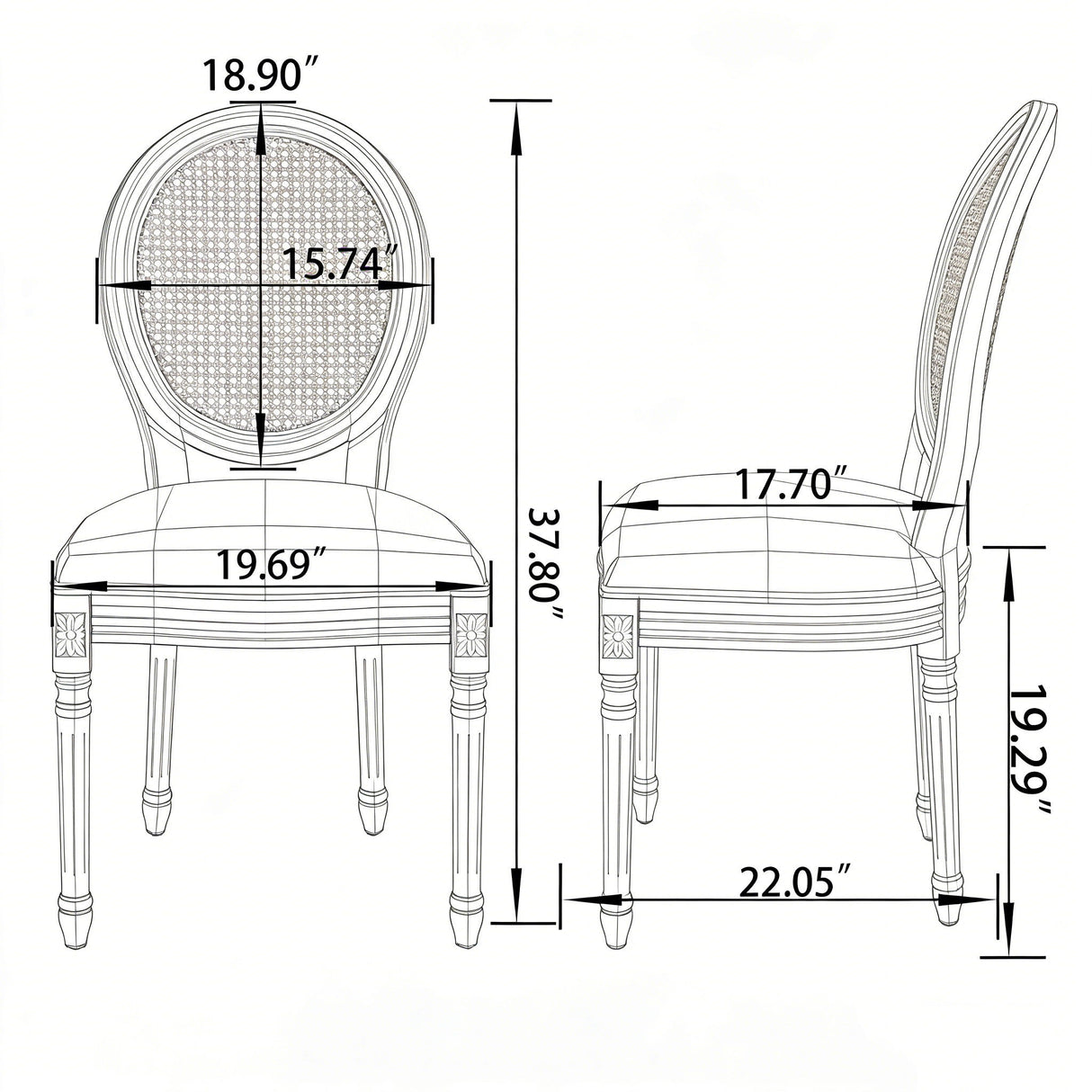 Dining Chairs, Upholstered With Round Back (Set of 2) - Beige