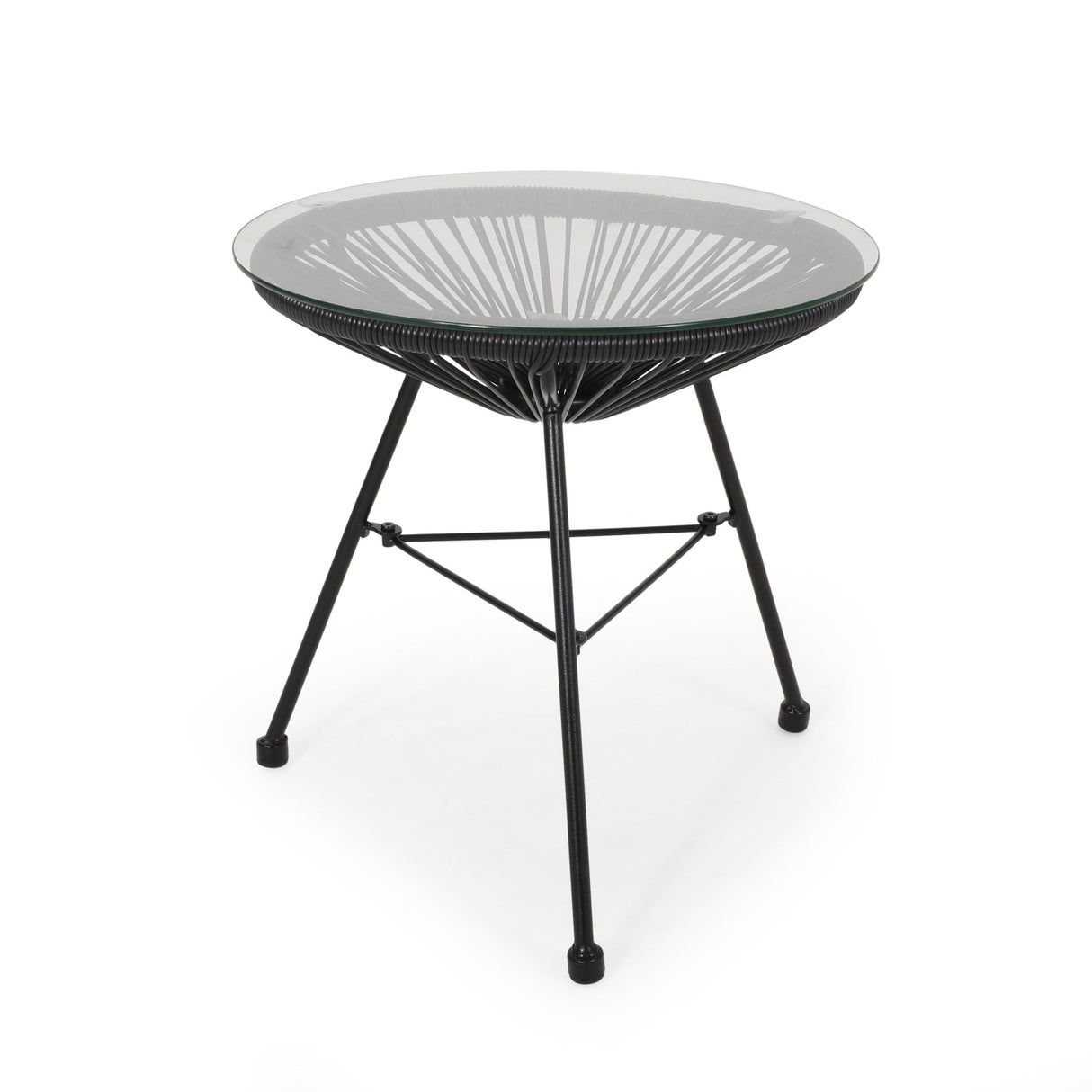 Nusa - Side Table With Tempered Glass Top - Black