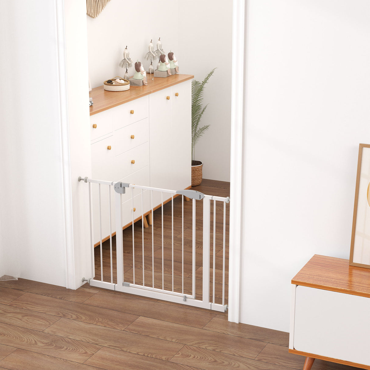 Pressure Mounted Baby Gate For Stairs - White