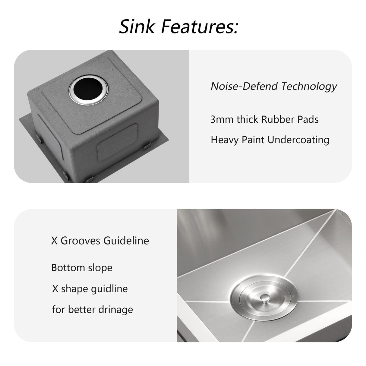 Stainless Steel Drop In Kitchen Sink 15" Topmount 16 Gauge - Gunmetal Black