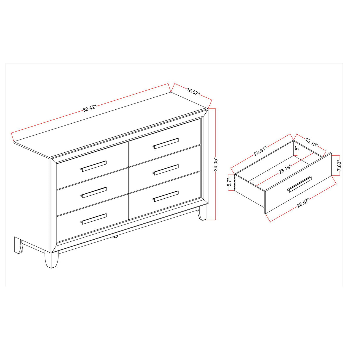 Harry - Dresser With 5 Spacious Drawers - Brown