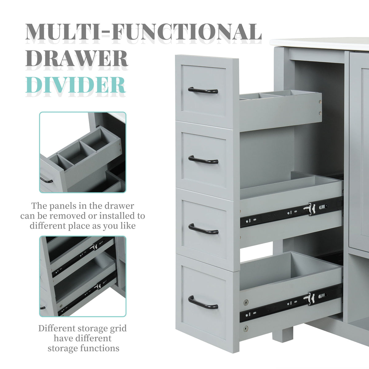 Bathroom Vanity With Sink Top, Bathroom Vanity Cabinet With 2 Doors And 2 Drawers, Open Shelf