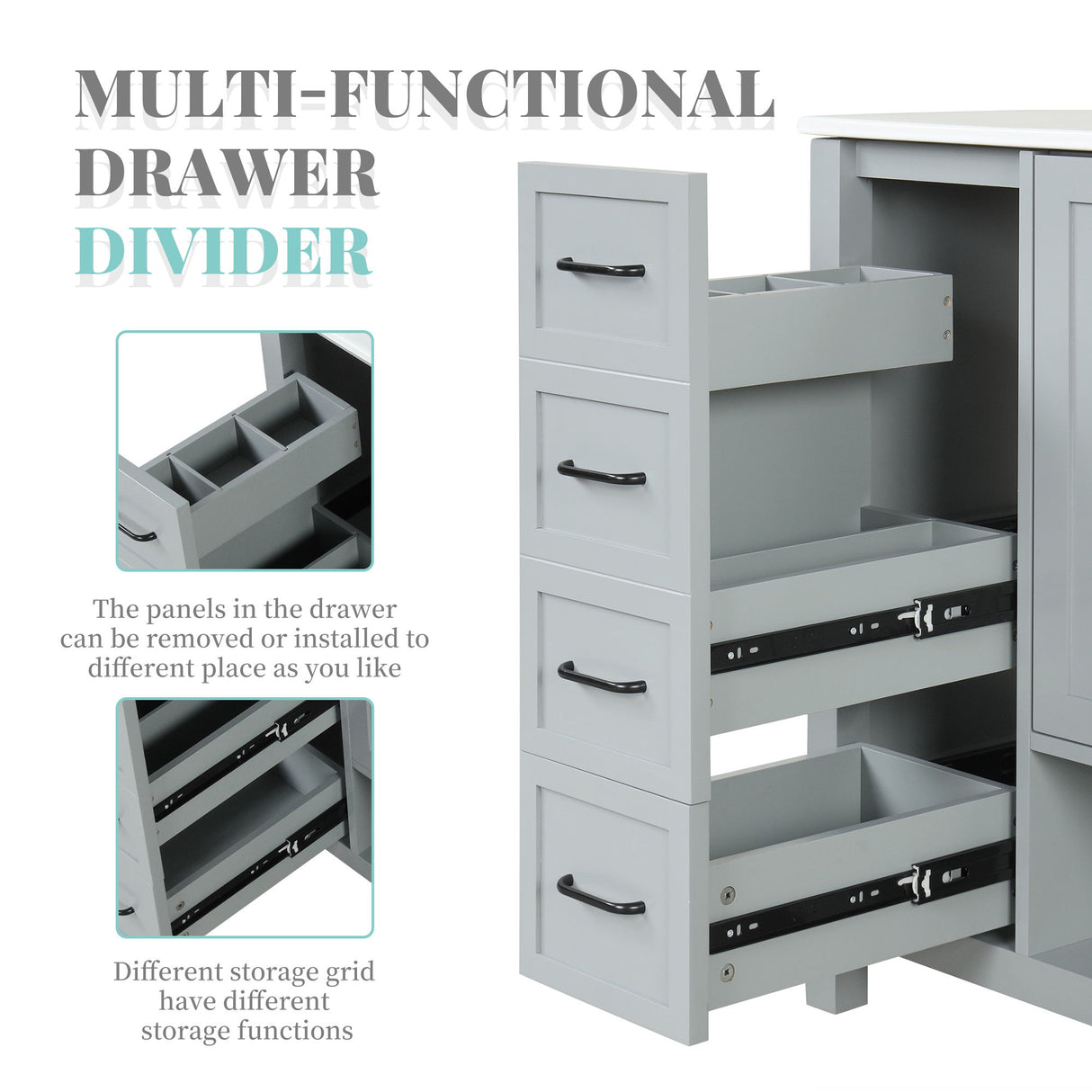 Modern Bathroom Vanity With Sink Top, 2 Doors And 2 Drawers
