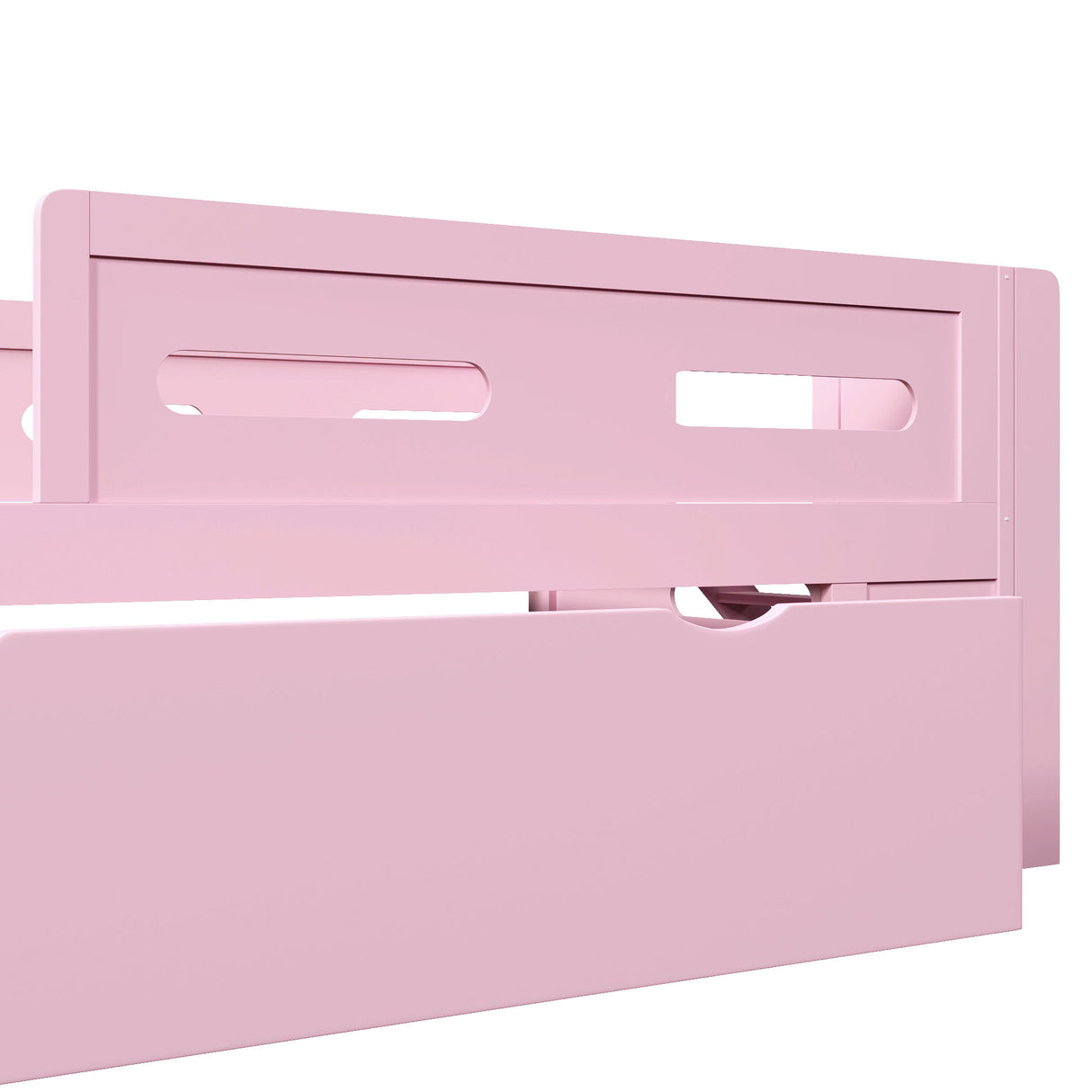 Platform Bed With Guardrail And Drawer