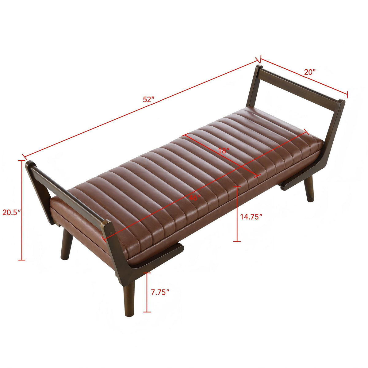 Mid-Century Bench With Wood Legs