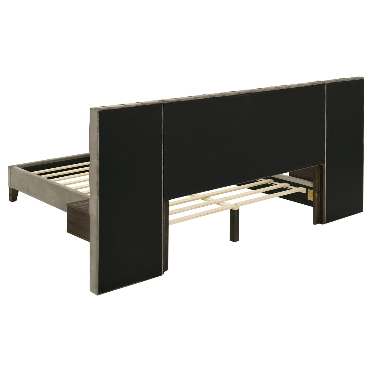 Kiah - Queen Wall Panel Bed With Floating Nightstands - Light Brown