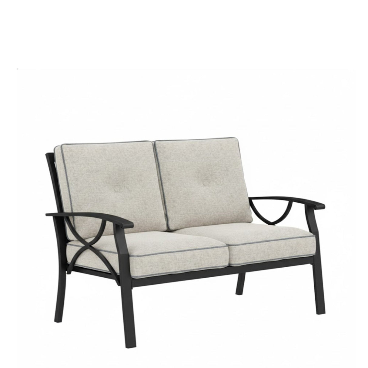 All Weather Loveseat 2 Seats Sofa With Cushions - Light Khaki / Beige
