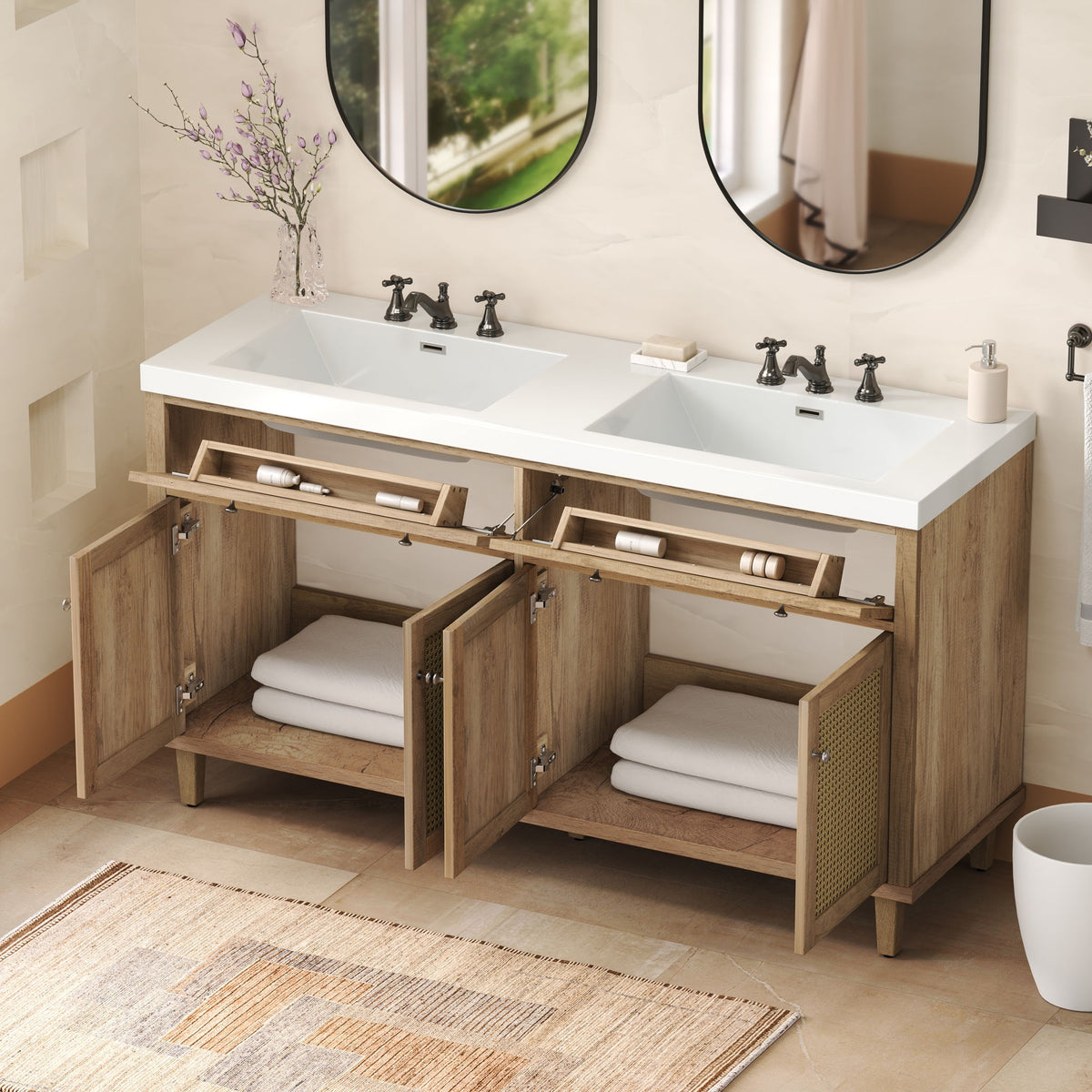 Bathroom Vanity With Double Sink, Large Storage Space