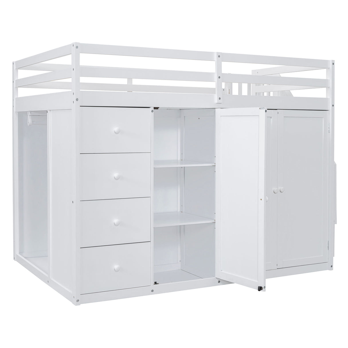 Loft Bed With Built In Wardrobes, Cabinets And Drawers