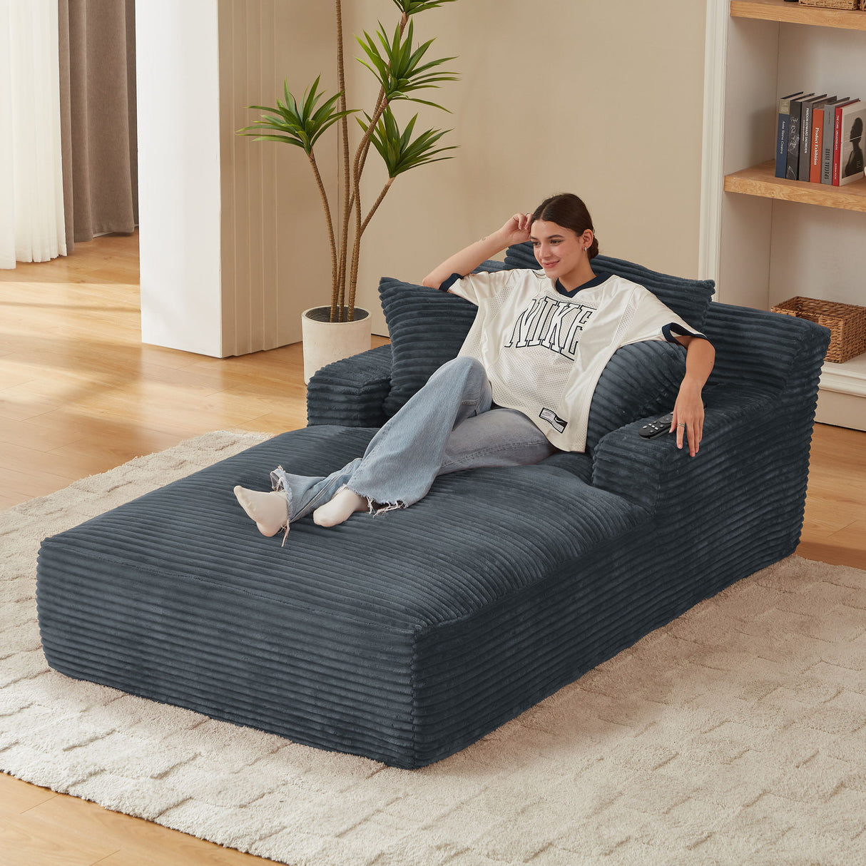 Oversized Chaise Lounge Chair Indoor For Living Room - Dark Gray