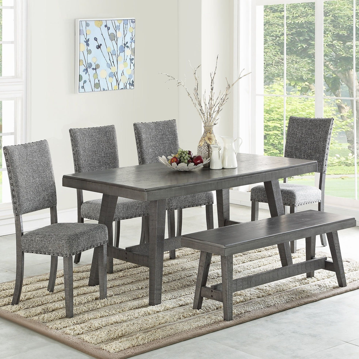 Dining Room Bench - Gray / Gray