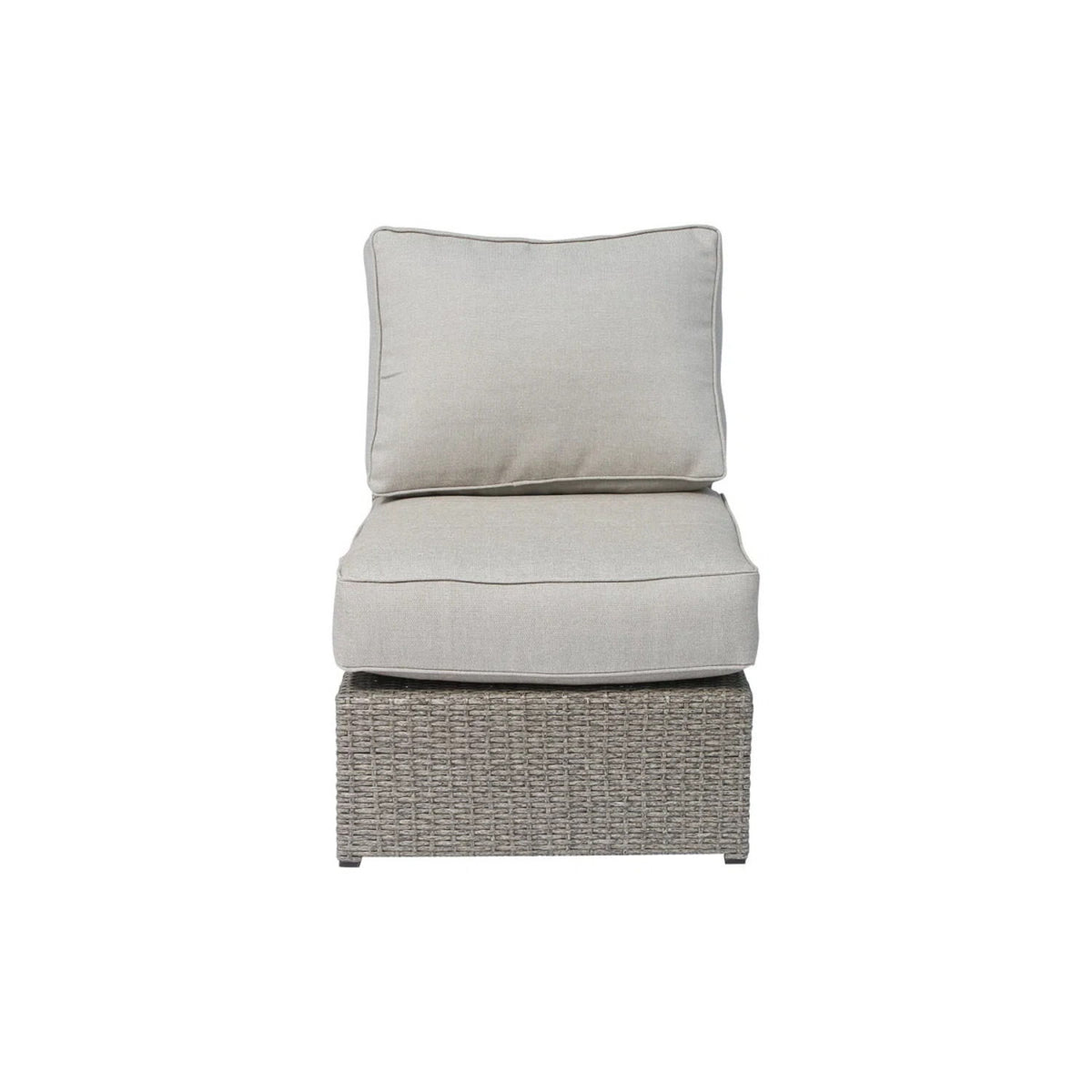6 Seat Patio Wicker Sectional With Cushions - Gray Mix