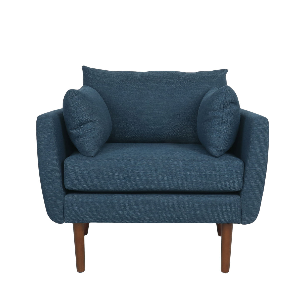 Luminate - Upholstered Fabric Club Chair With Tapered Legs And 2 Accent Pillows - Navy Blue