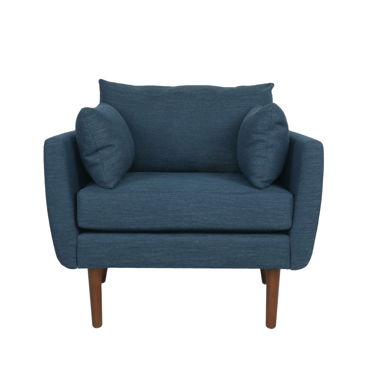 Luminate - Upholstered Fabric Club Chair With Tapered Legs And 2 Accent Pillows - Navy Blue