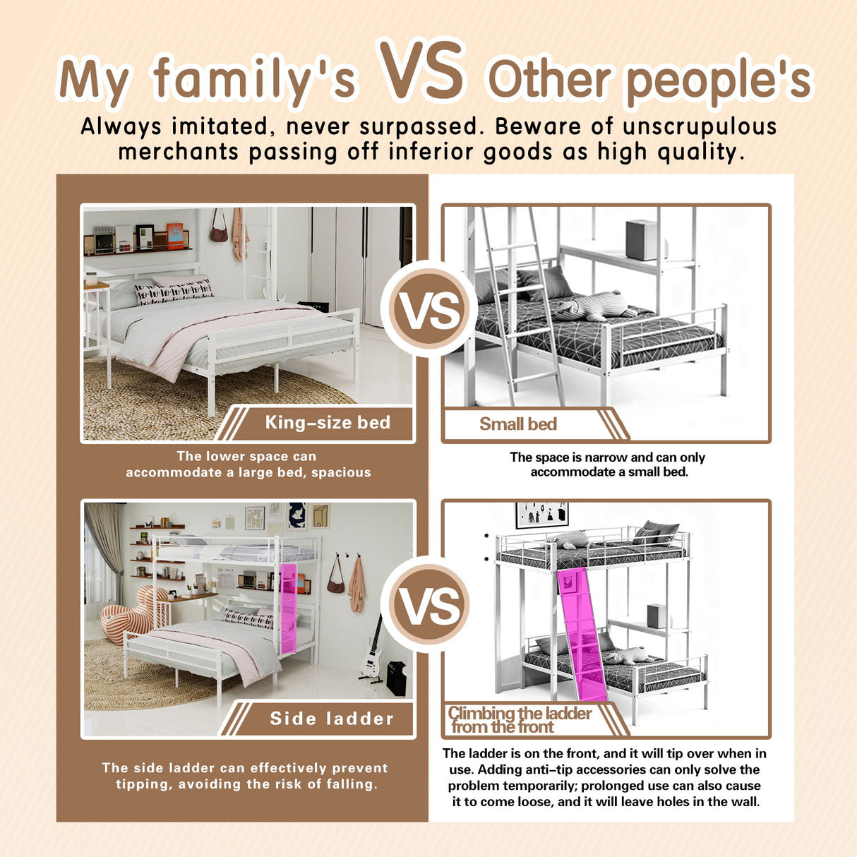 Bunk Bed With Built In Desk & Guardrail Frame