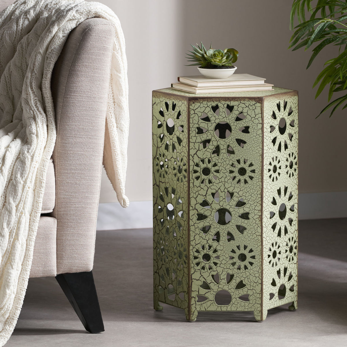 Galore - Side Table With Sunburst Cut Out Design