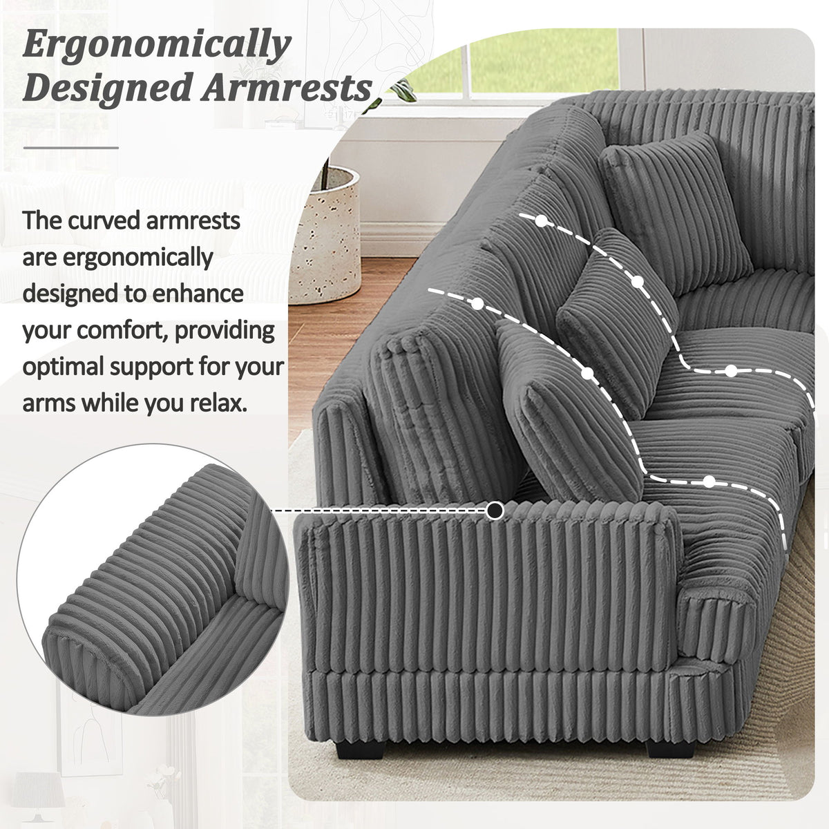 U - Sectional Sofa With Chaise Lounge, Oversized Living Room Couch