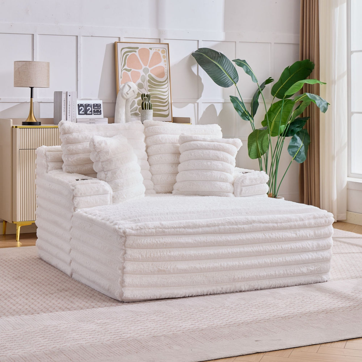 Oversized Chaise Lounge Chair Indoor With Pillows For Living Room