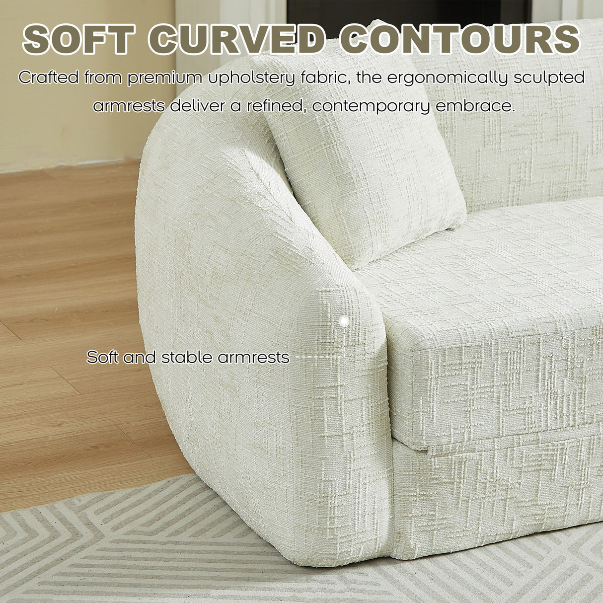 Curved Convertible Sofa, 2 In 1 Fold Out Bed With Pull Out Base And Deep Seat