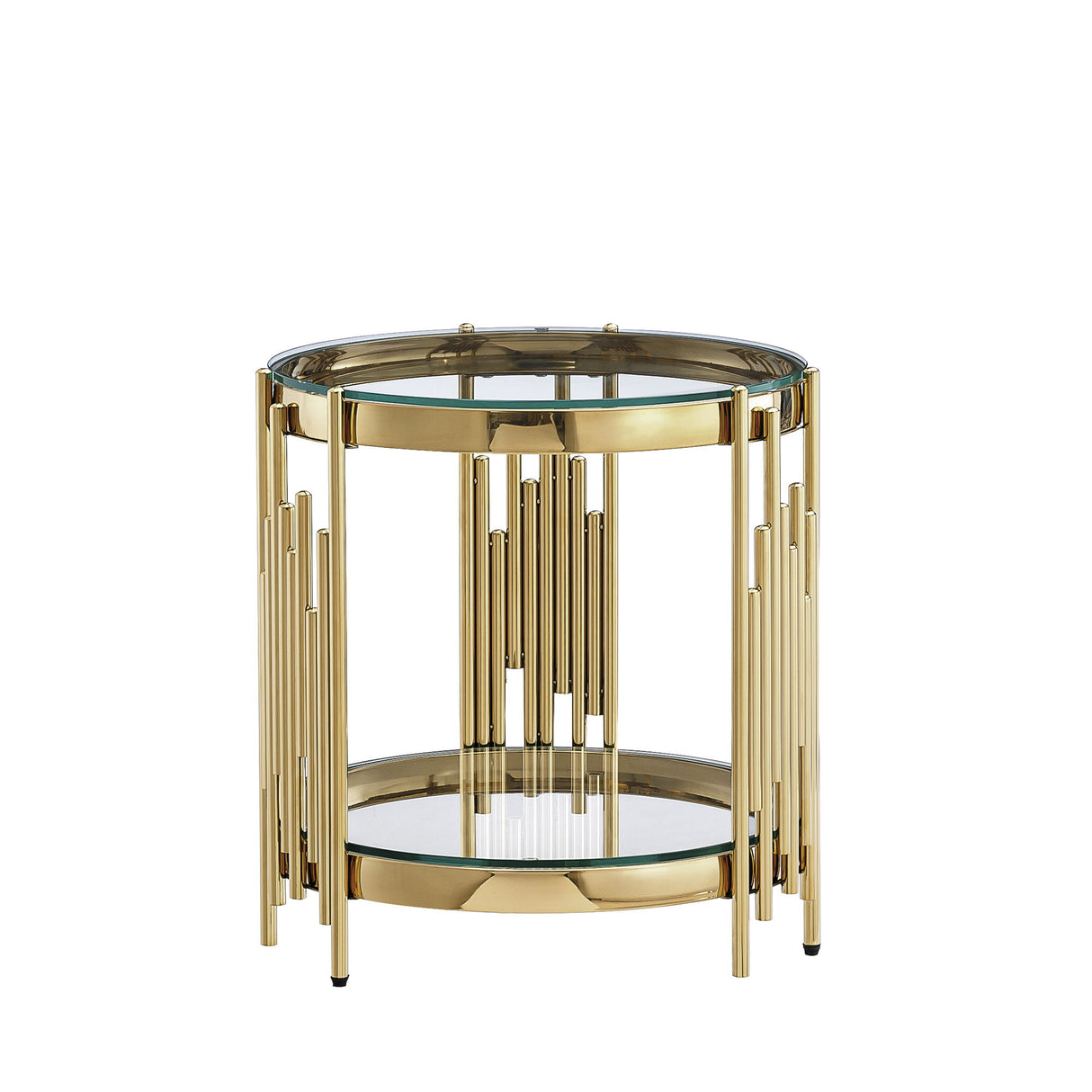 Round Double Tier Table With Flute Shaped Tube Legs