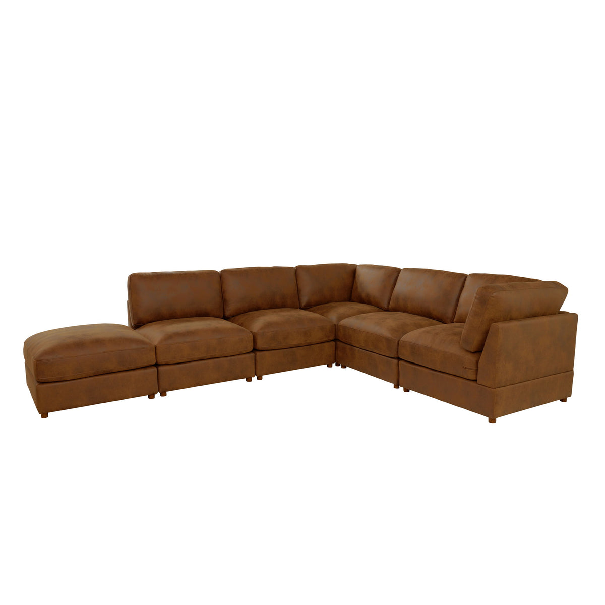 Modular Upholstered Sectional, Medium Firm Seat Cushion, Custom Configuration - Brown
