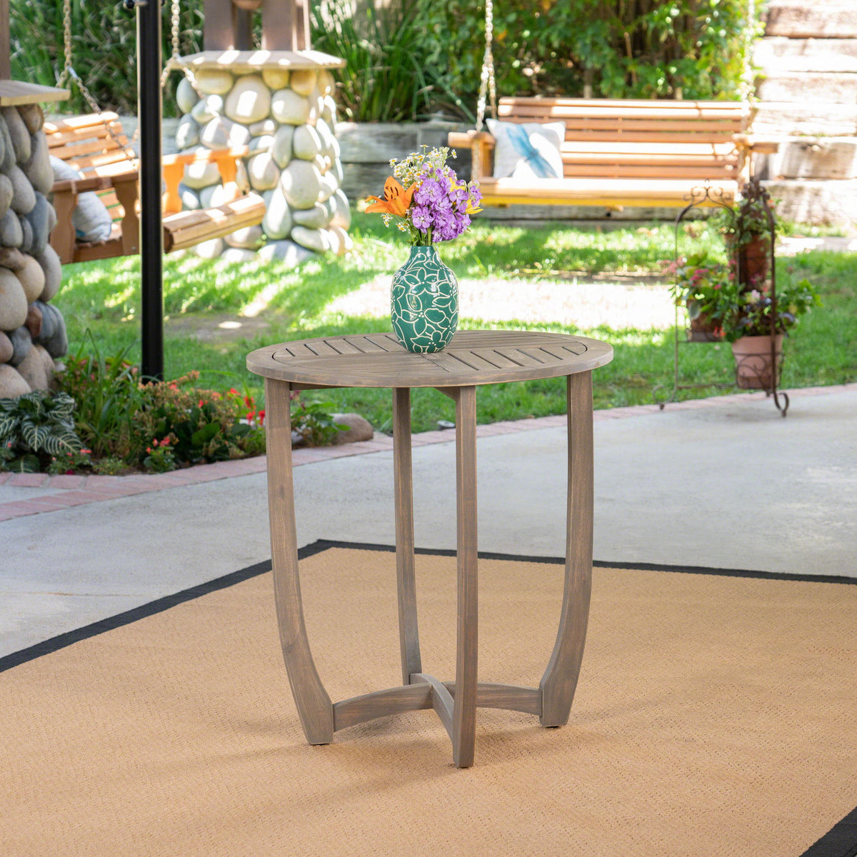 Hermosa - Rustic Circular Bistro Table - Gray