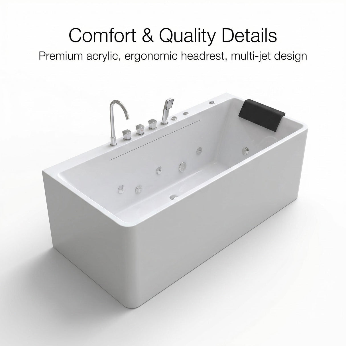 Xavier - Single Massage Bathtub, Equipped With Gfci Plug And Ul Certified Water Pump, Upc Certified Drain - Milk White