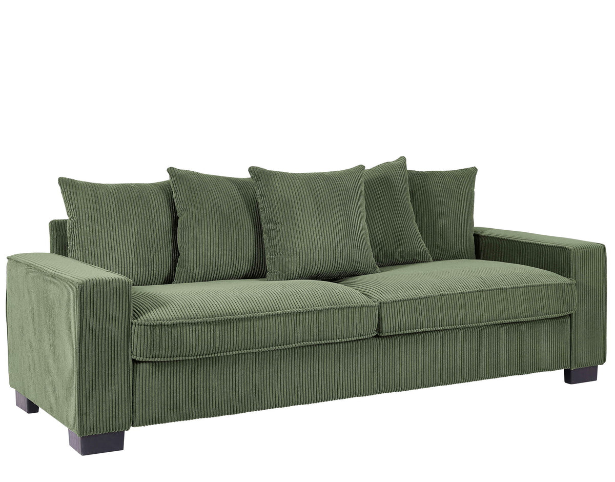 Luxe Sofa With 5 Matching Toss Pillows, Sleek Design, Spacious And Comfortable 3 Seater Couch
