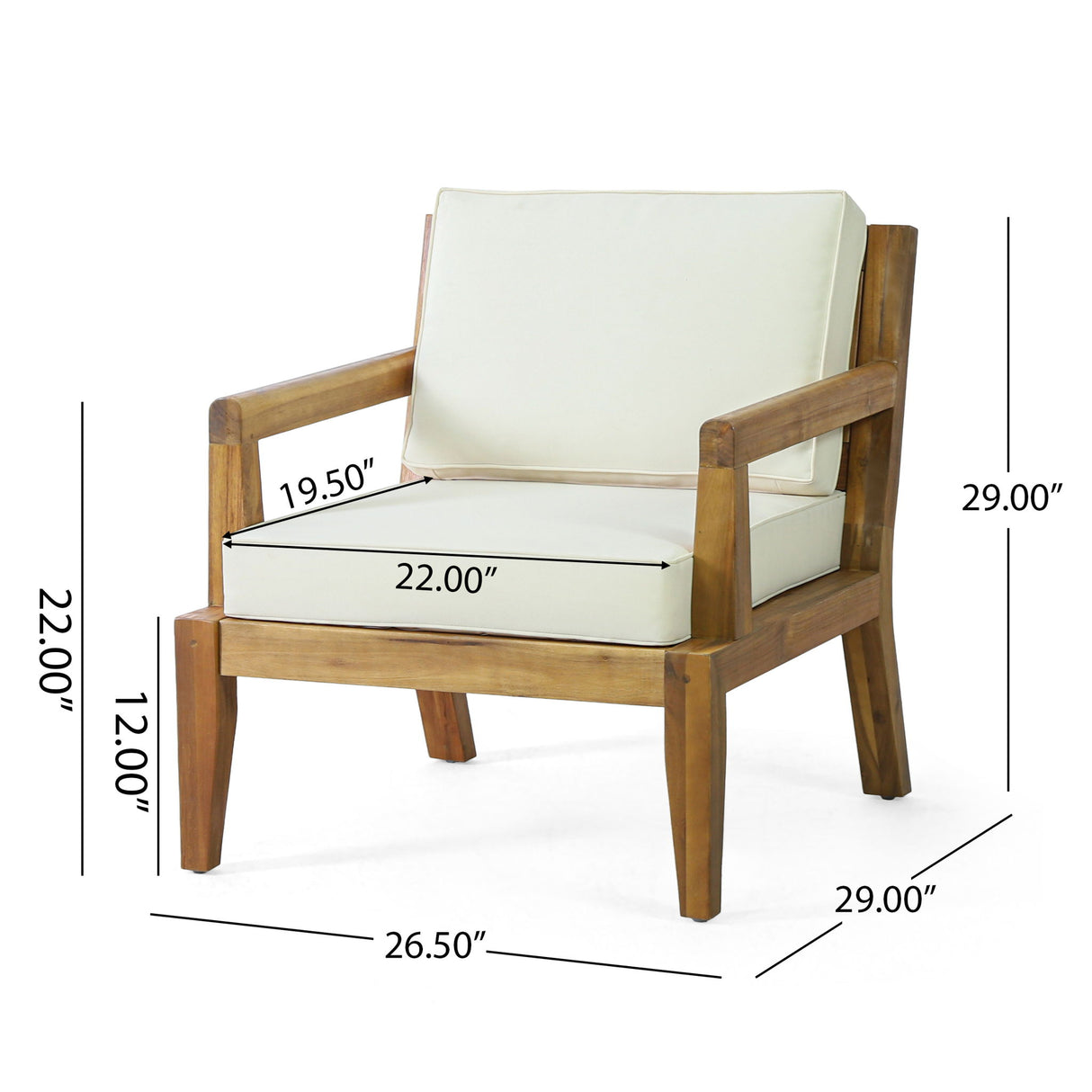 Outdoor Club Chair With Cushions - Beige