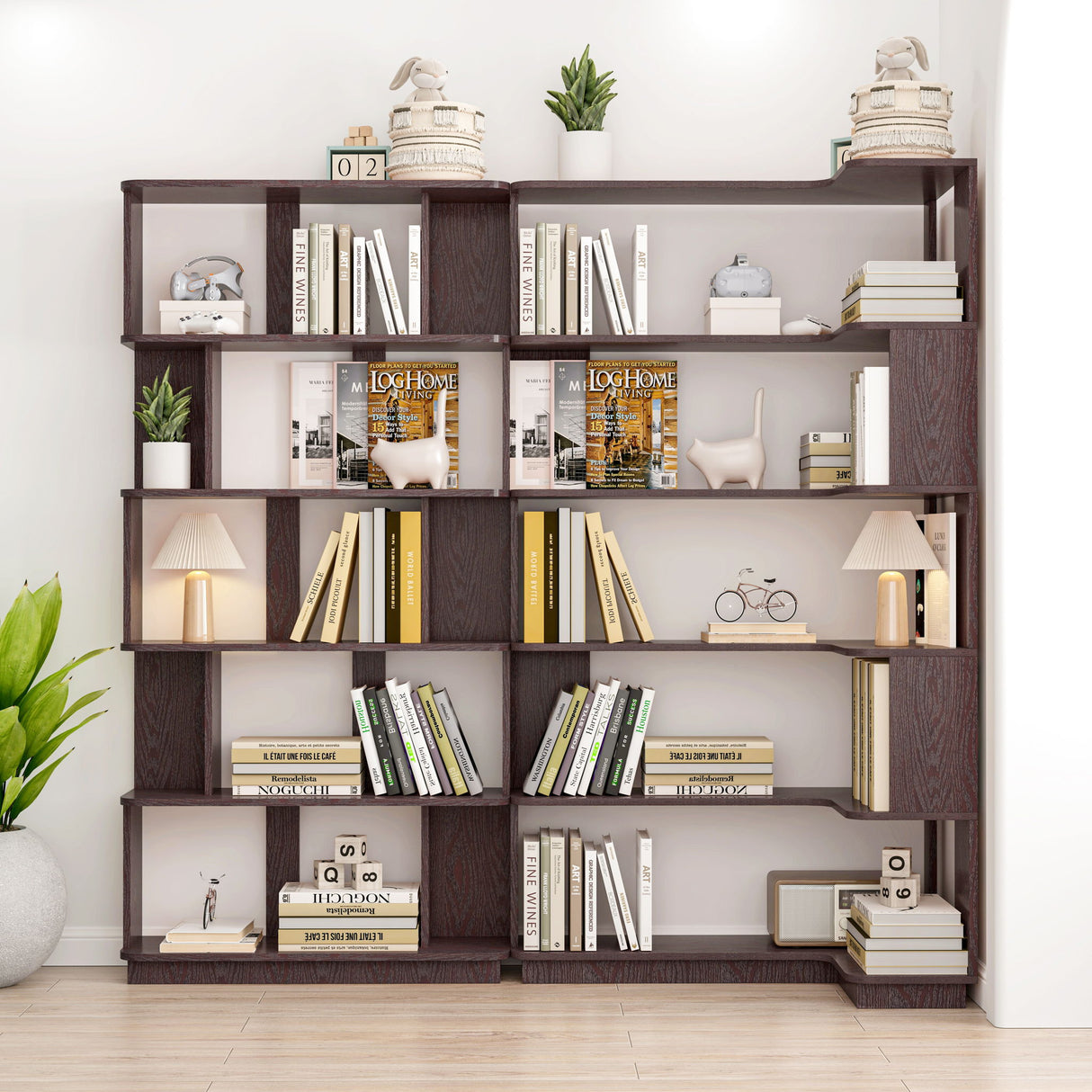 Ox Blood - Red 90Cm L-Shaped Freestanding Corner Bookshelf With Anti Tip Safety, Storage Cabinet For Living Room - Ox Blood Red