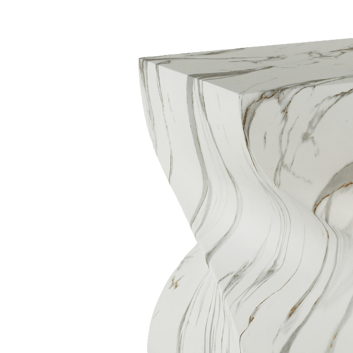 Outdoor End Table, Round Side Table For Patio And Garden - Marble