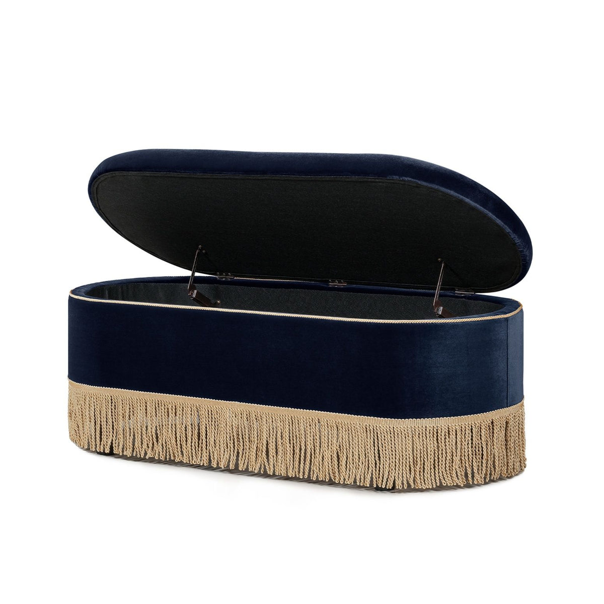 Melinda - Oval Tufted Bullion Fringe Storage Bench