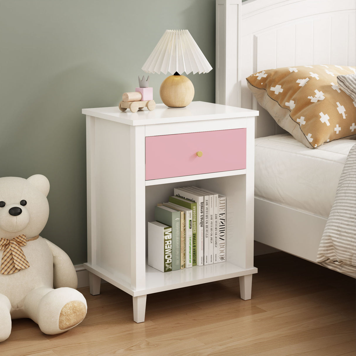 Nightstand With 1 Drawer 1 Shelf