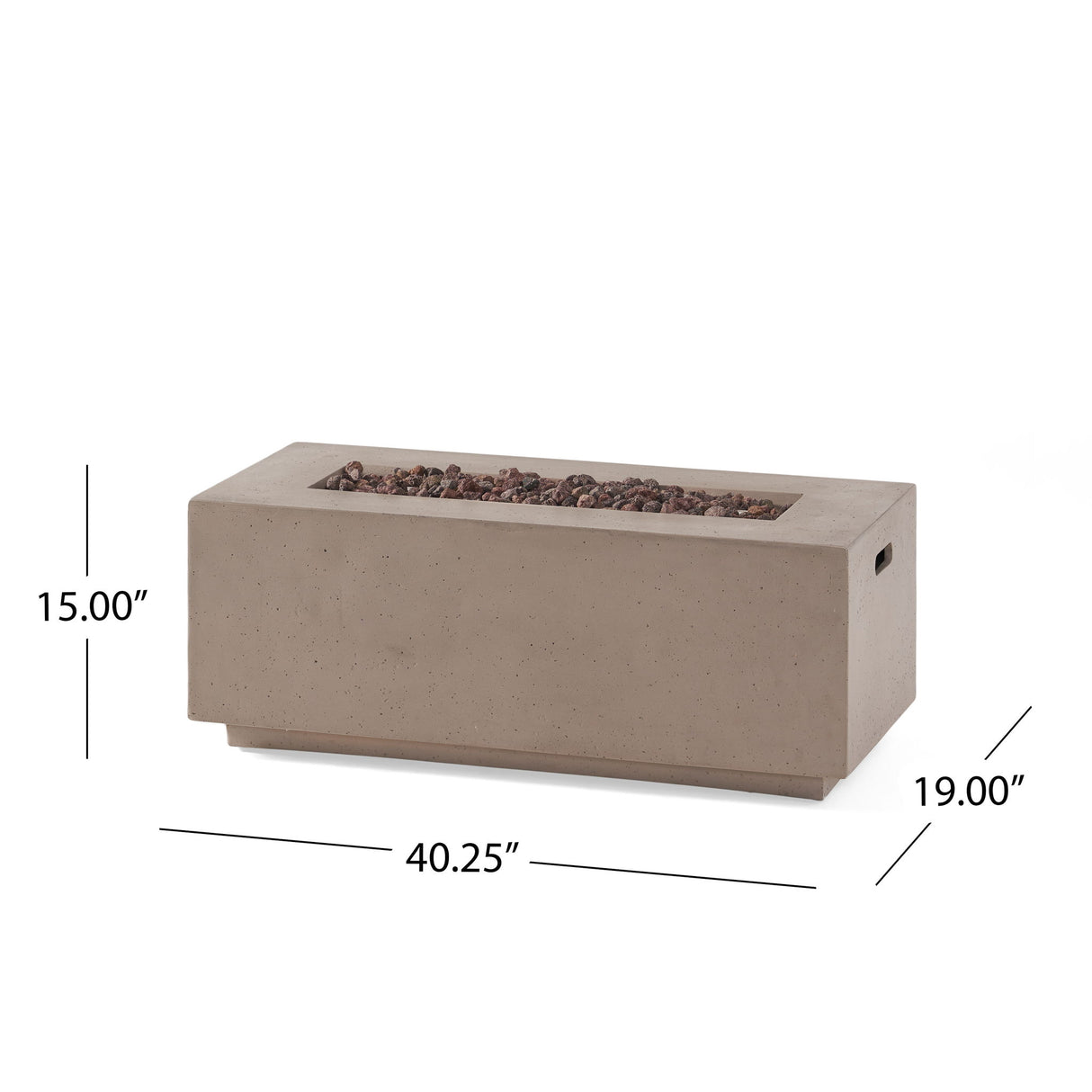 Propane Fire Pit Table Modern Outdoor Concrete Heater 40x15in