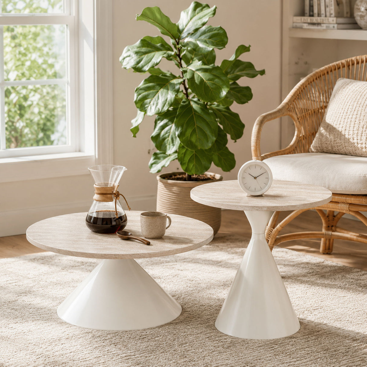 2 Piece Coffee Round Table Set