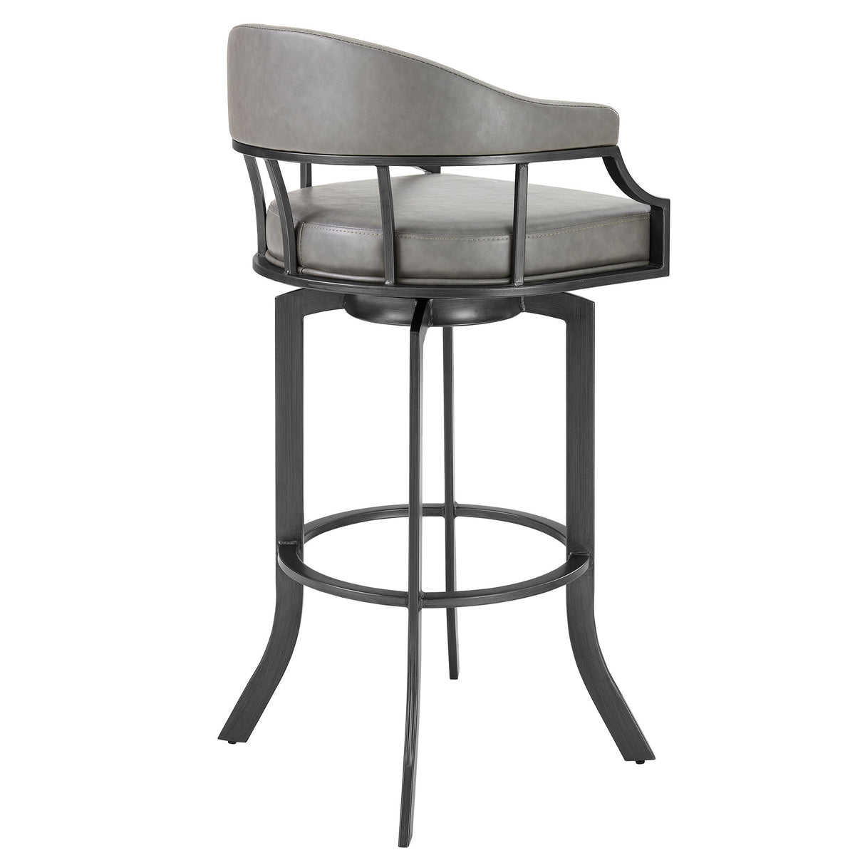 Edy - Swivel 30" Mineral Finish And Gray Faux Leather Bar Stool