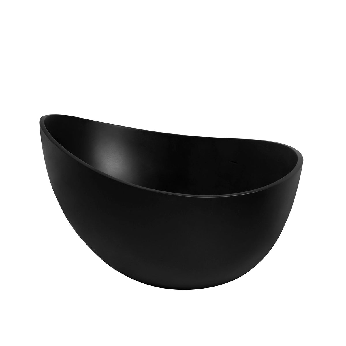 63" Freestanding Solid Surface Soaking Bathtub For Bathroom - Black