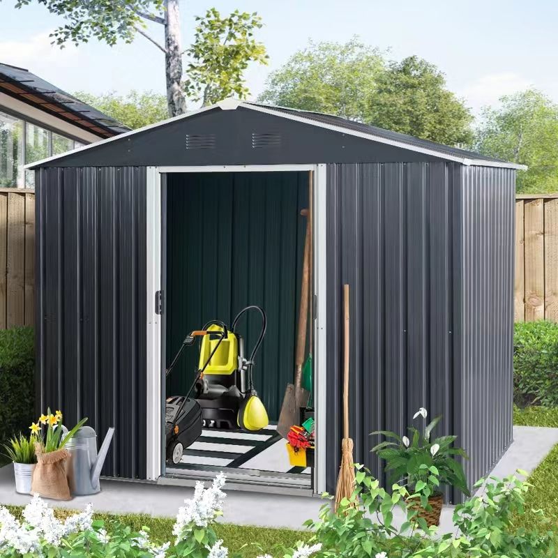 Outdoor Metal Storage Shed Garden Building Heavy Duty with Floor Base